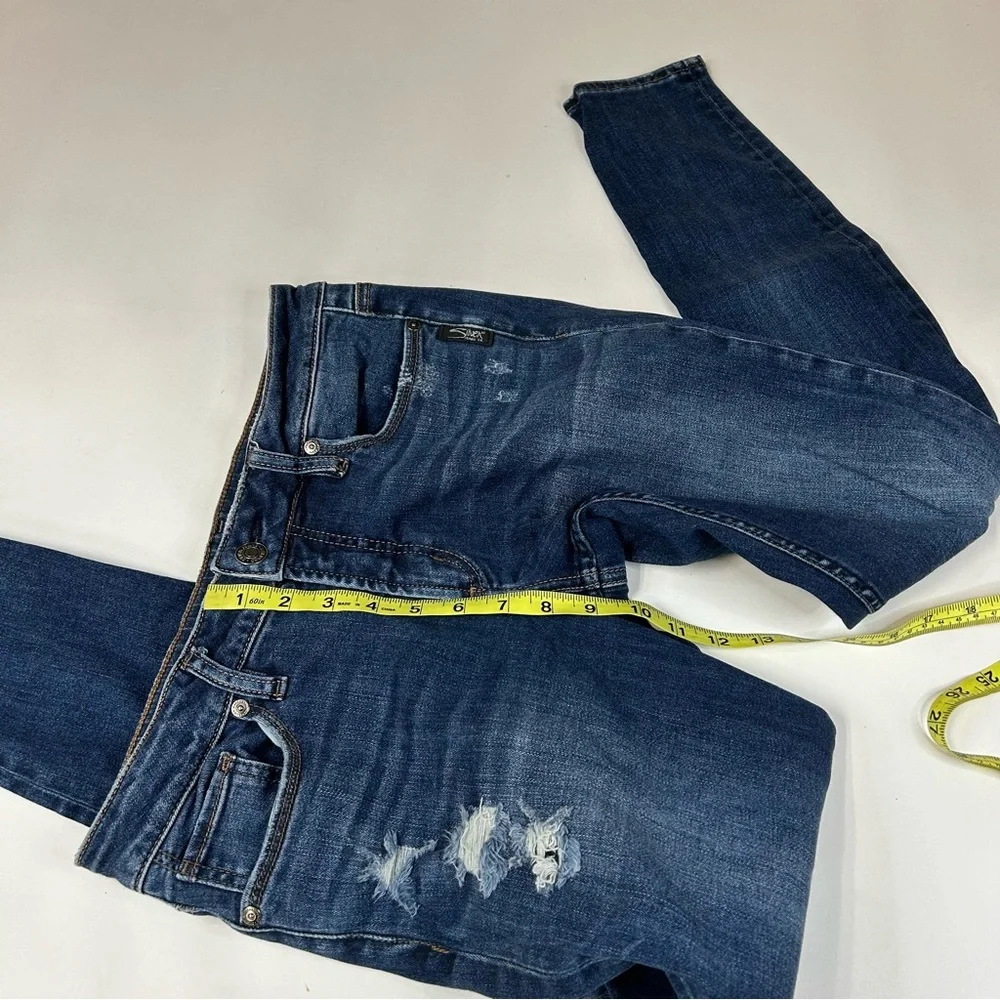 Silver Jeans Women’s Suki Skinny W29/L29 Dark Wash Distressed Blue Denim #1536 - Picture 8 of 14